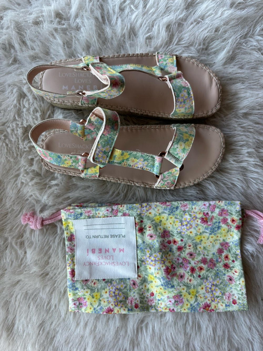 Love HackFancy Manebi rainbow skies  flowers hiking Espadrille 10 Sandals EU41